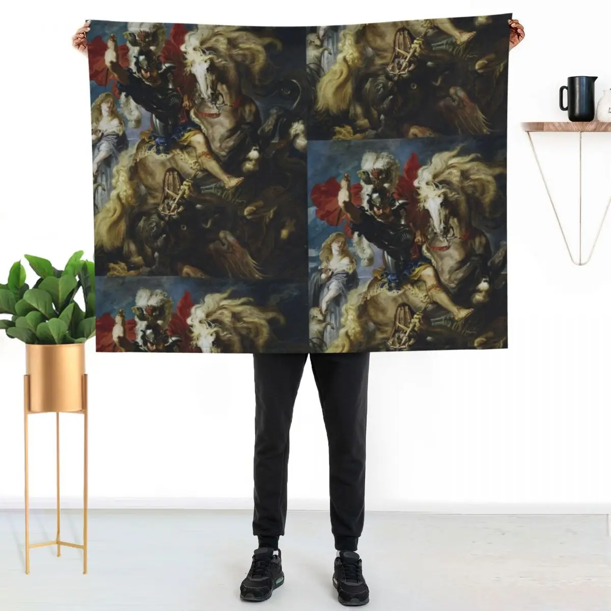 

Saint George and the Dragon by Peter Paul Rubens Throw Blanket All Season Lightweight Soft Blanket for Bed