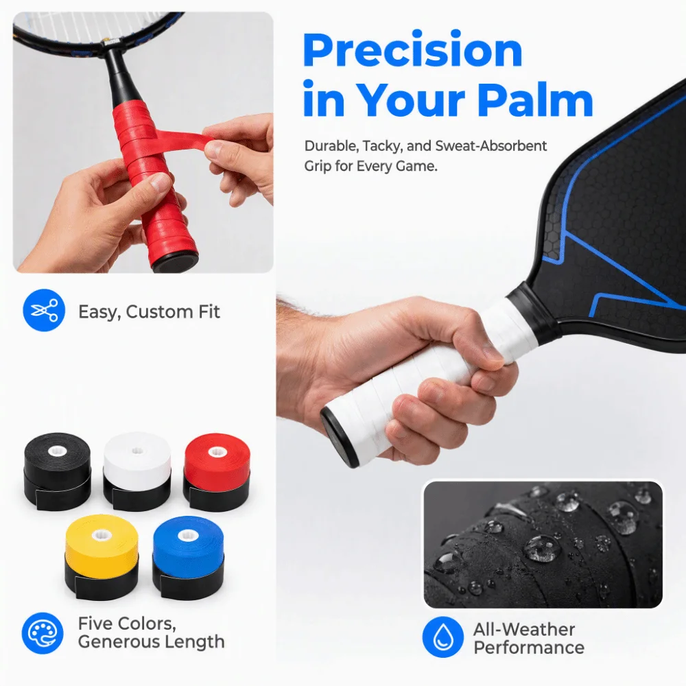 25pcs/50pcs Holeless Flat Racket Grip Tape Sweat Control Non Slip Racket Overgrip Breathable PU Handle Grip Wrap Fishing