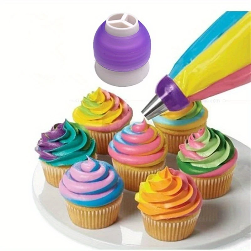 1pc Baking Cake, 3 Holes 3 Color Cream Piping Bag Converter Three Color Piping Mouth Converter DIY Decoration
