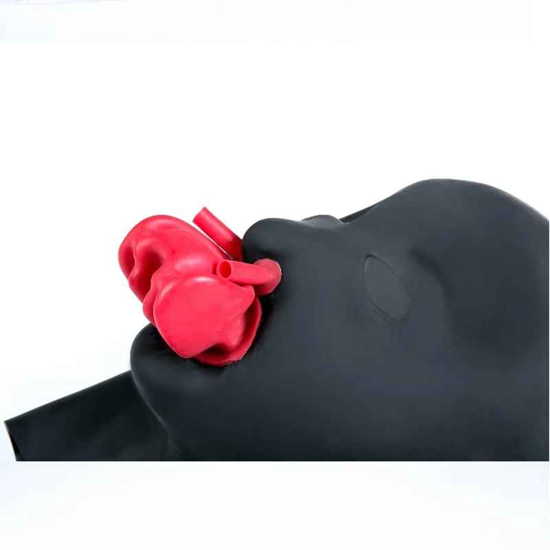 BDSM Fetish Latex Mask Headgear Mouth Gag Nasal Congestion Oral Fixation Cosplay Bondage Adult Games Sex Toys Couples Restraint