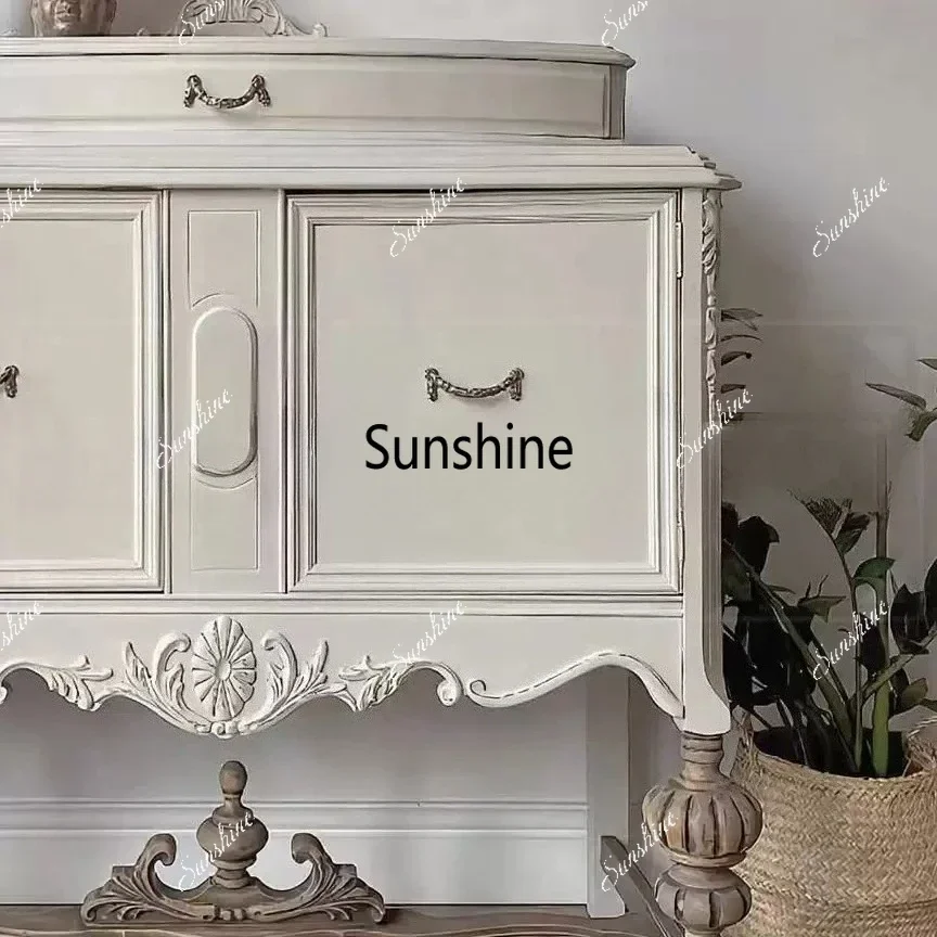 French retro solid wood porch cabinet European carved two-door lockerTJ