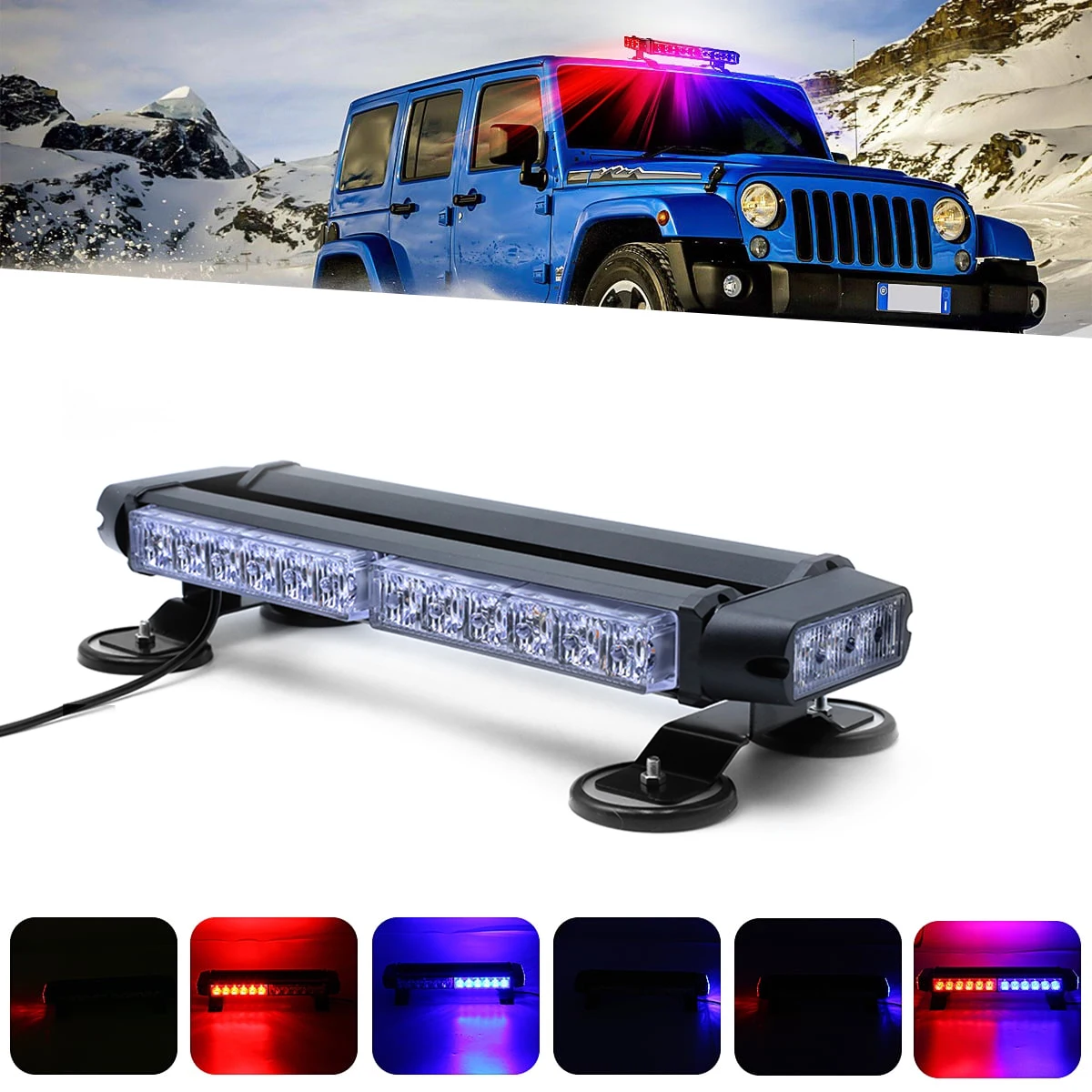 30LED Car Emergency Strobe Lights Roof Top Signal Warning Lamp Trucks Car Flashing Beacon Light Four Side Light Source 12V/24V