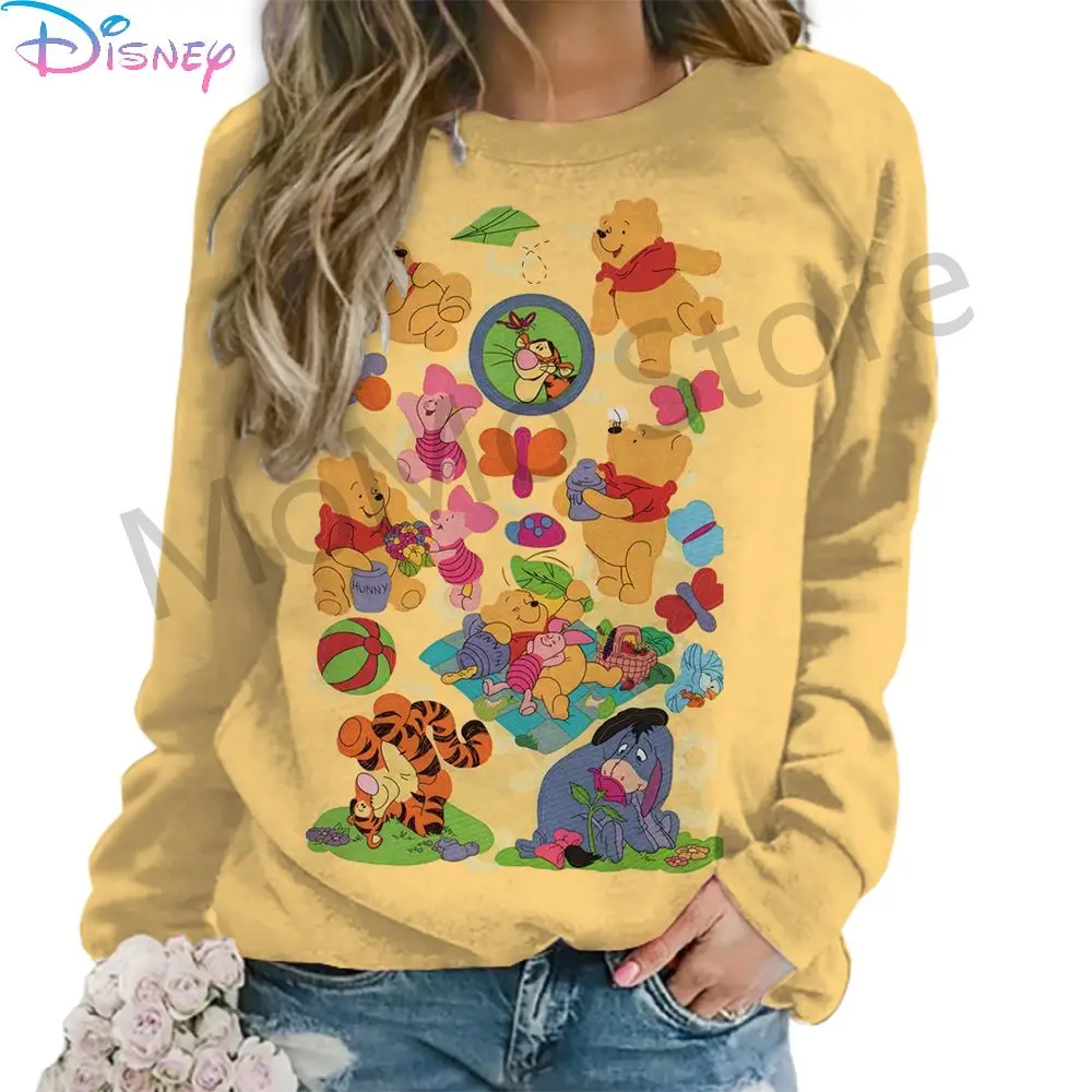 Women's Long Sleeve Sweatshirts Disney Winnie The Pooh O Neck High Quality Youthful Woman Clothes Kawaii Party Pullovers Winter