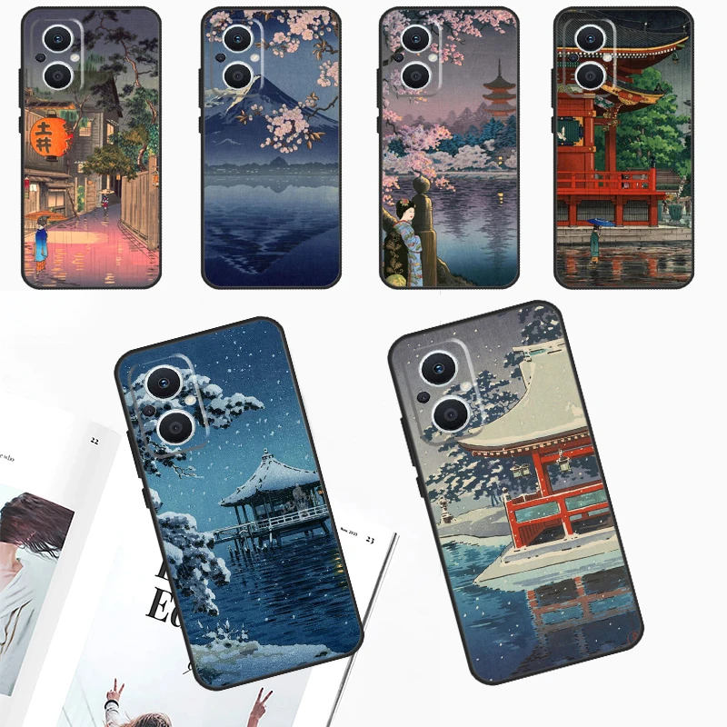 Ukiyo-e Japanese Art Case For OPPO Reno 10 Pro 4Z 5Z 8T 4 5 6 7 8 Lite OPPO Find X6 Pro X3 X2 Neo X5 Lite Cover