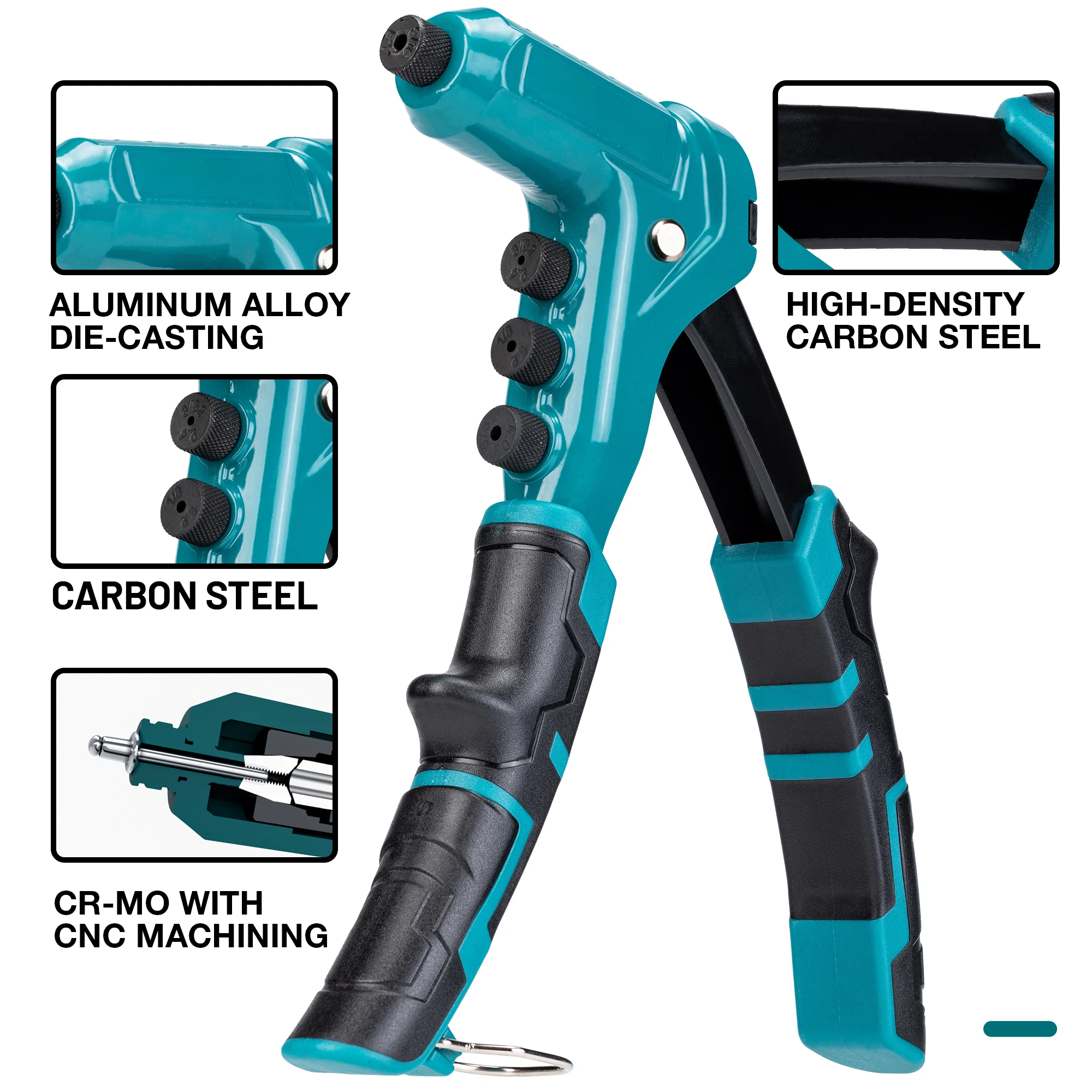 One-Handed Rivet Gun Professional Hand Riveter Rivet Gun Set for Metal Manual Rivet Tool With 200 Rivet Hand Tool Rivet Nut Tool