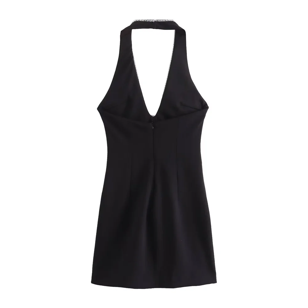 Sommer Neue frauen Europäischen und Amerikanischen Stil Schmuck Dekoration Sexy Schlank Hängenden Hals Open Back Kleid Trend