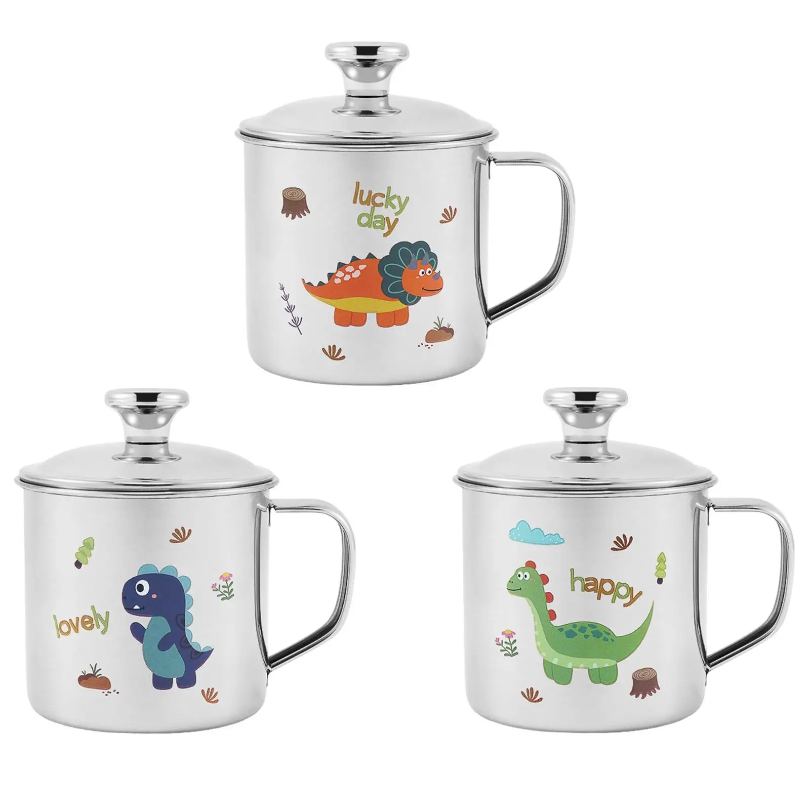 Kids Cartoon Cup 250ml with Cover Cute Easy Grip Breakfast Cup Cereal Mug for Latte Coffee Cappuccino Hot Chocolate Milk Baby