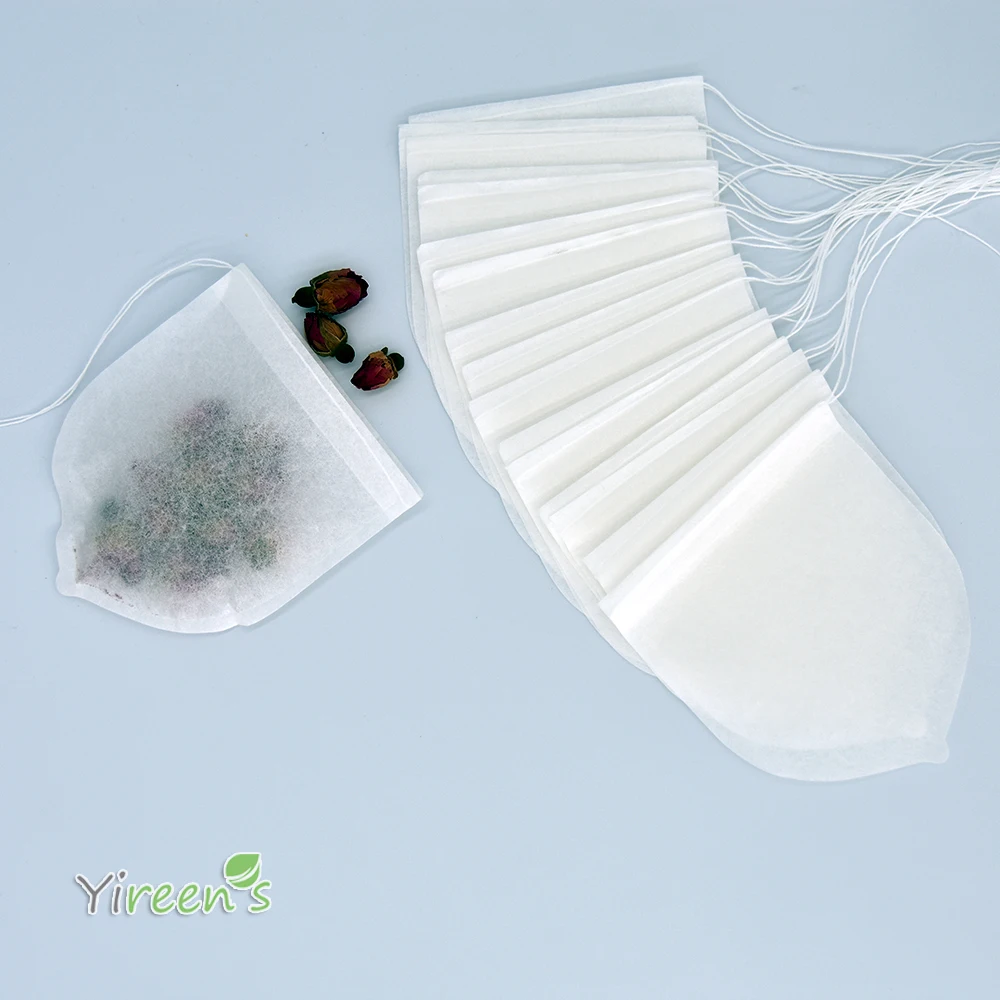 1000Pcs 50×60 MM Creative Water-drop Shape Paper Tea Bags Disposable Coffee Filters With Strings Pointed Bottom