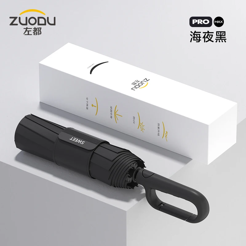 Zuodu Fully Automatic Rain and Sun Umbrella with Ring Buckle, Portable and Reinforced with 3+2 Ribs