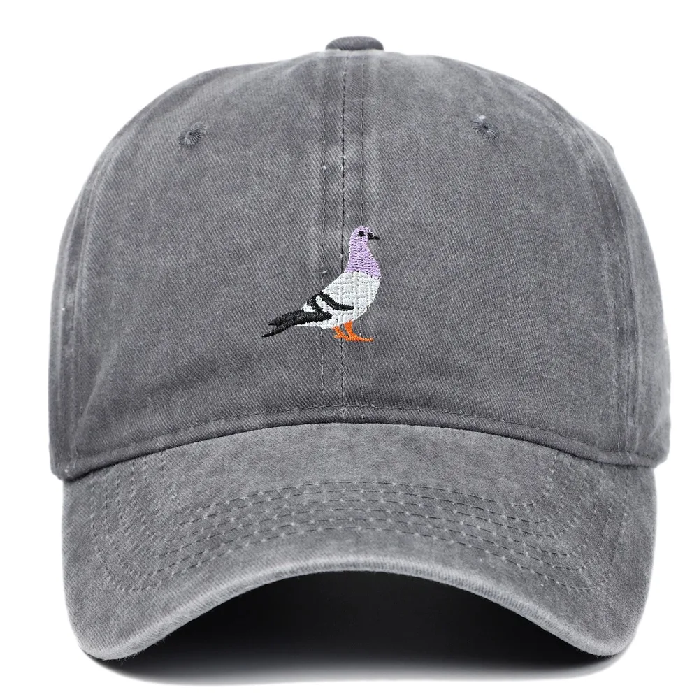 

Pigeon Embroidered Baseball Caps Sun Protection Daily Casual Summer Sun Hat Washed Cotton Adjustable Sports Hat Men and Women