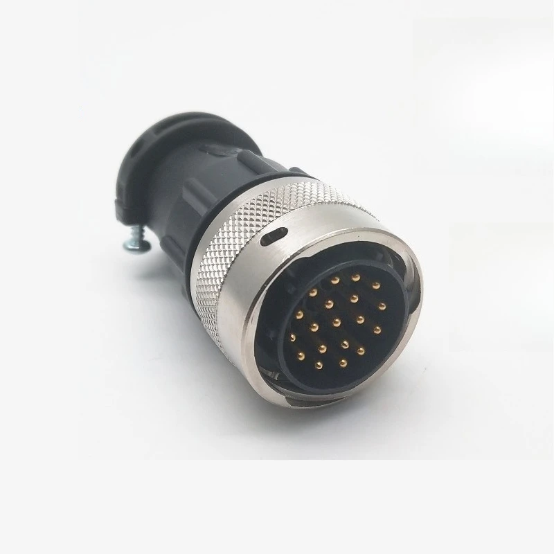 Industrial 19-pin, plug male 19-pin male + AC tail clip + 19 pins