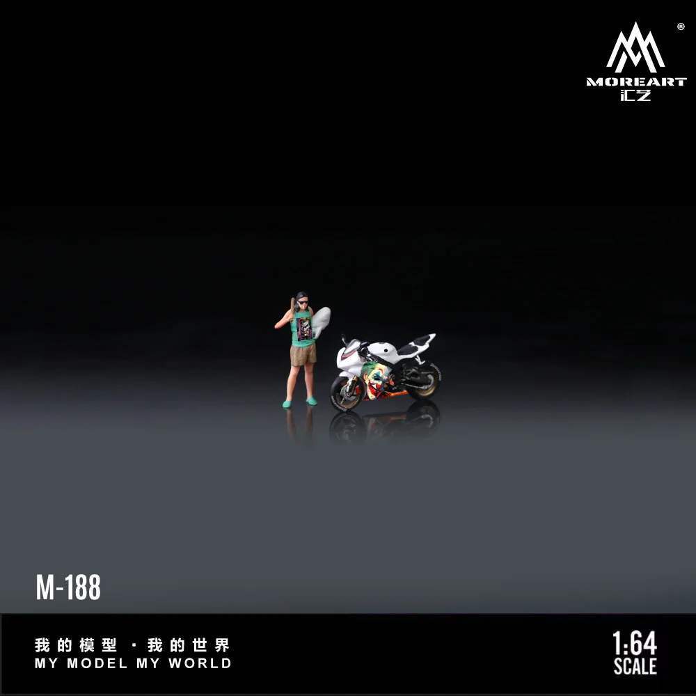 MoreArt 1:64 R6 Joker Motorcycle Figure Motorcycle Girl Resin Model, Miniature Scene Decoration Gift&Display