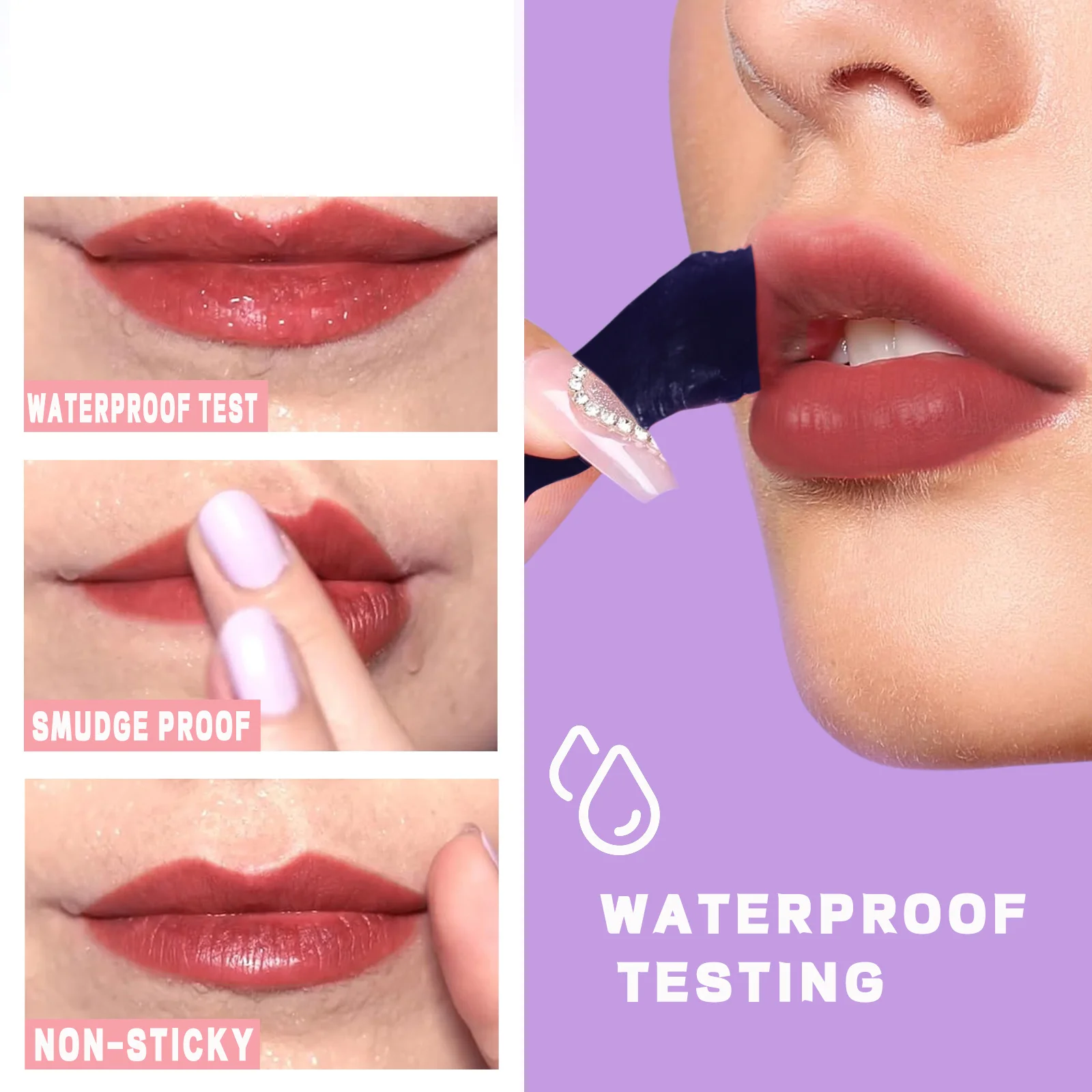 6 Color Tearable Matte Lip gloss Long Lasting Tattoo Non-stick cup Sexy Red Color Waterproof Formula Lips Makeup Cosmetic