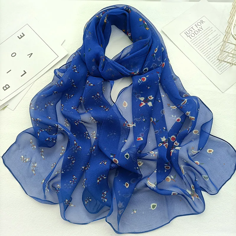 Mountain Flower Women Foulard Elegant Chiffon Georgette Bandana Scarf Summer Beach Sunscreen Thin Breathable