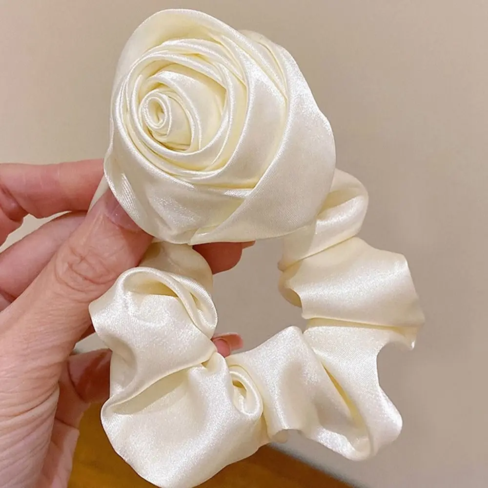 Intestine Hair Ring Girl Hair Band Cloth Flower Korean Style Headwear Women Hair Accessories Rose Hair Rope Silk Satin Hair Tie