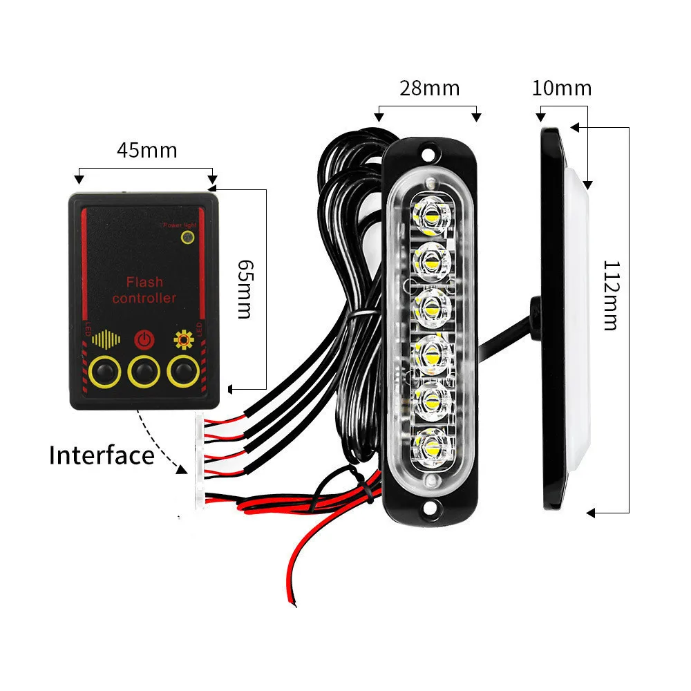 4x6 LED Car Grille Light Yellow White Daytime Running Light LED Emergency Strobe Warning Lights Pickup Truck Haze Light 12V 24V