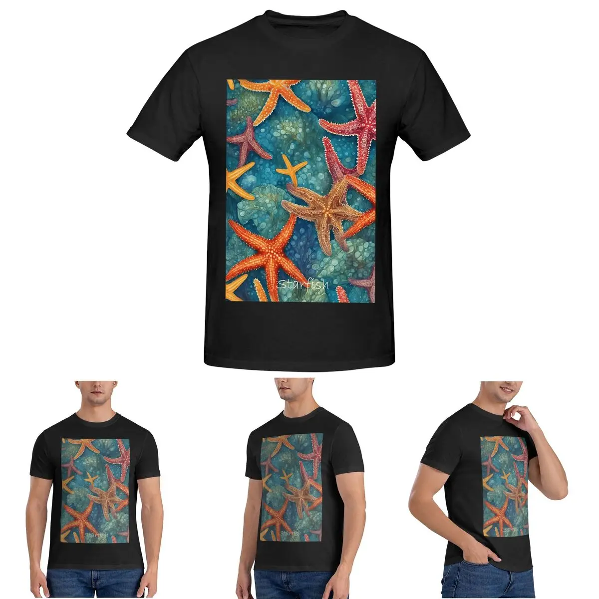 

Starfish T-Shirt for Men Cotton Plus Size T Shirts Men's Tees Short O-Neck Summer Clothes Tops S-6XL