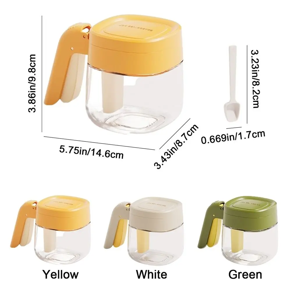 Flip Top Glass Seasoning Box Sealed Moisture-proof Condiment Seasoning Jars with Spoon Dustproof Spices Container for Home