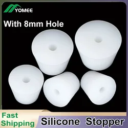 1-5Pcs With 8mm Hole Silicone Stopper Conical Plugs Perforated Food Grade Through-Hole Silicone Stopper