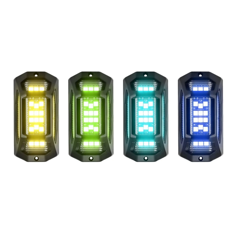 4 Pods Rock Lights For Trucks, RGB Underglow LED Lights For Cars APP Control Music Mode Multicolor Underglow Lights