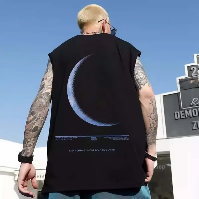 남성용 고스 그래픽 민소매 티셔츠, 힙합 패션 탱크 탑, 오버사이즈 Y2K 스트리트웨어 조끼, 남성 의류, 여름 