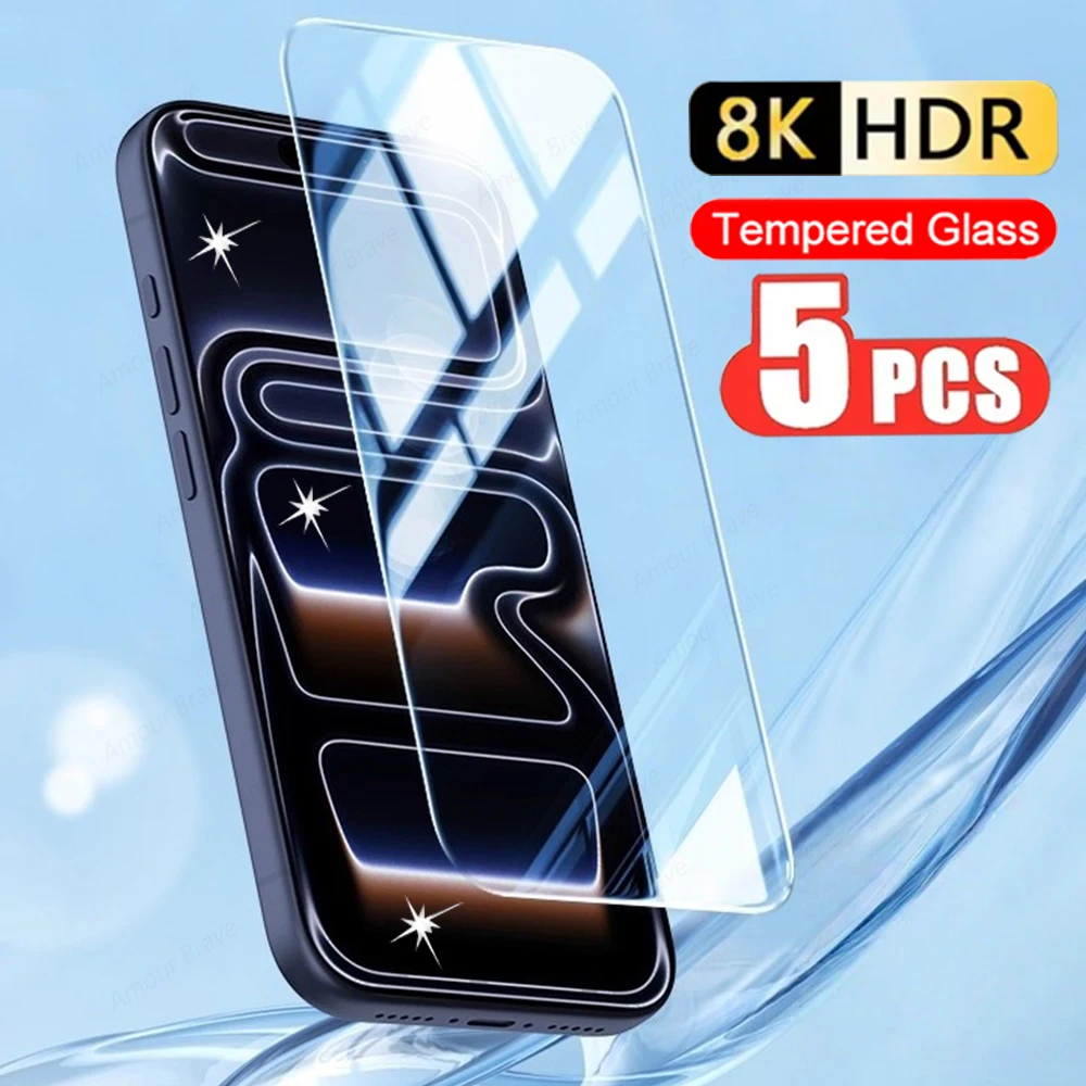 5er-Pack Displayschutzfolie für iPhone 17 16 15 14 Plus 13 12 Mini 17 Pro Max – Schutz aus gehärtetem Glas für iPhone Air 9H Glasfolie