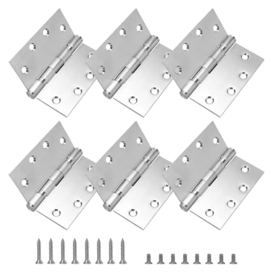 

4.5 x 4.5 Inch Door Hinges, Heavy Duty Stainless Steel Hinges Ball Bearing Door Hinges with Square Corners