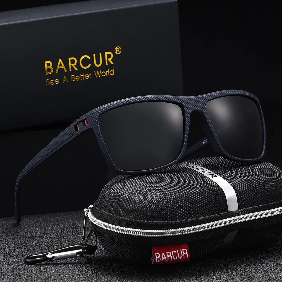 BARCUR Marke Klassische Männer Sonnenbrille Komfort Langlebig PC Rechteckigen Rahmen TAC Objektiv Vielseitig Alter Polarisierte Sonnenbrille 6
