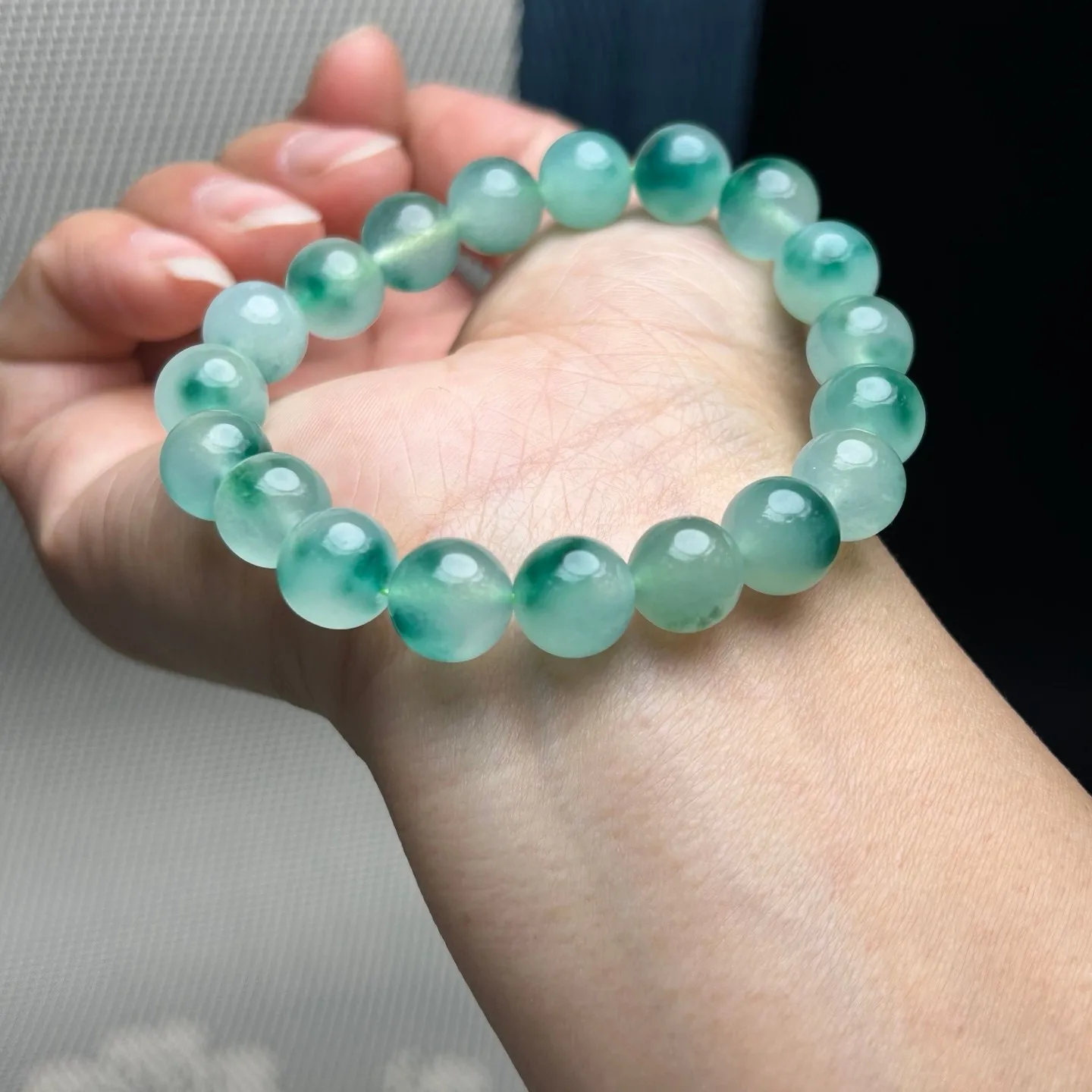 AAA Real Natural Ice Burmese Beads green Jade jadeite Bracelets Bangle 10MM