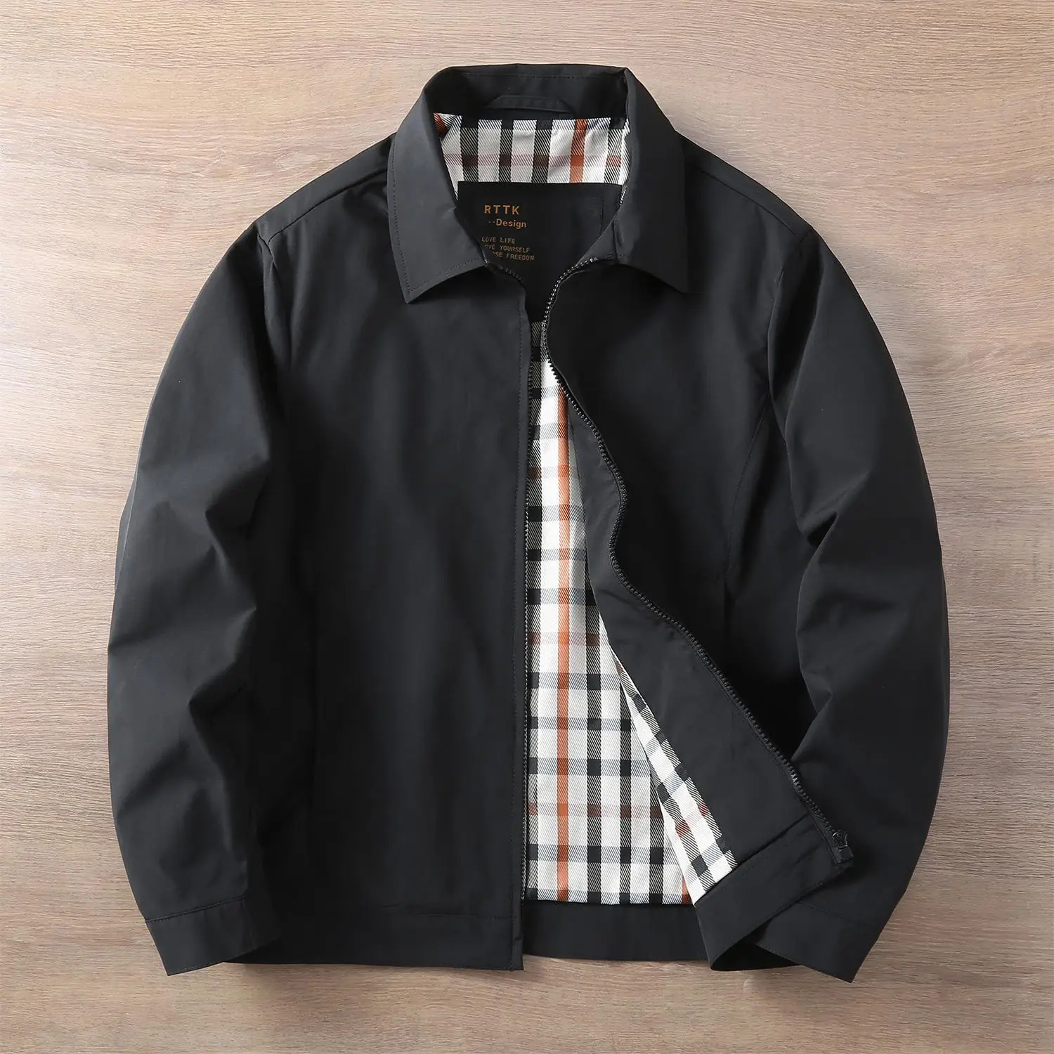 2025 Spring and Autumn New American Retro Long Sleeve Lapel Business Casual Jacket Men's Slim Versatile Daily Zipper Pocket Coat