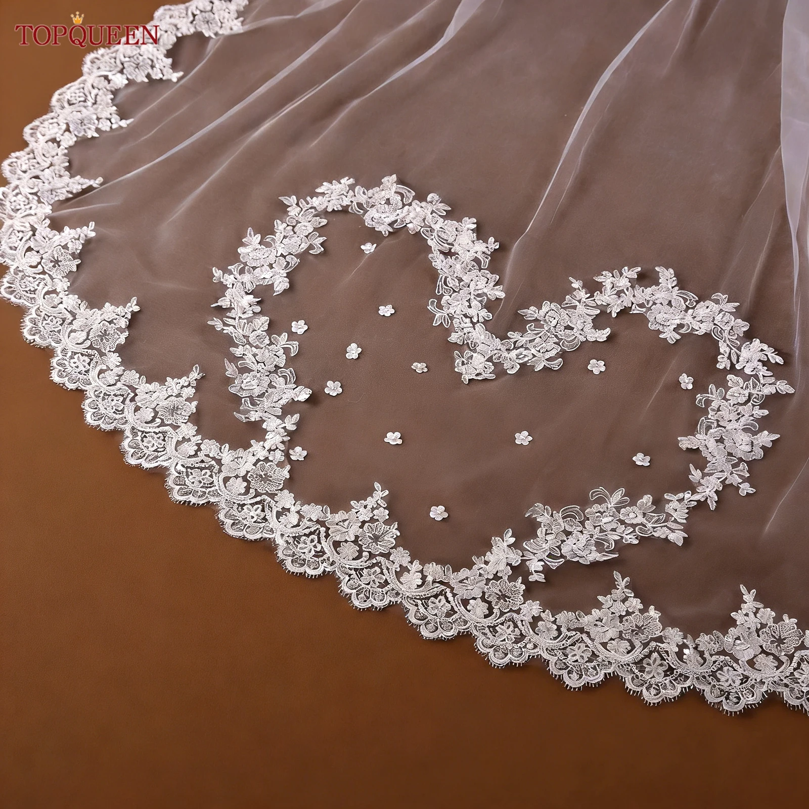 

Свадебная фата TOPQUEEN V163 из натурального кружева, длинная, белая/цвета слоновой кости, с расческой, испанский кружевной стиль, для церемонии, аксессуары для невесты