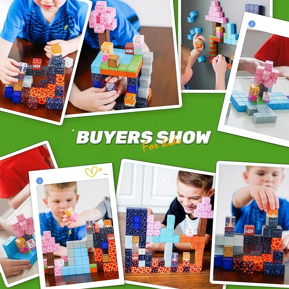 84ピース クラシック マグネット式 スクエア ブロック 積み木 クリエイティブ 3D デスクトップ DIY キッズギフト STEM ストリートシーン 建築セット