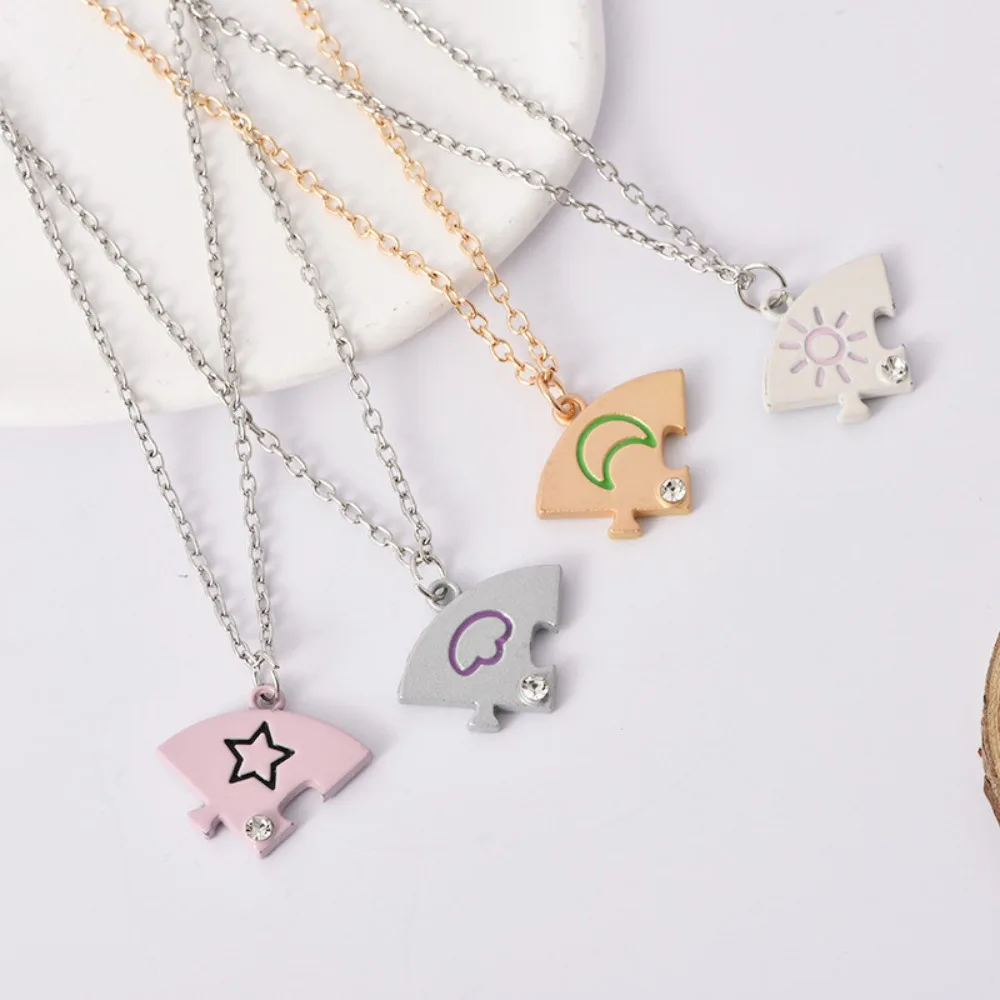 4pcs/set Rhinestone Best Friends Forever Necklace Jewelry Set Necklace Combination Jigsaw BFF Necklace Colorful Splicing