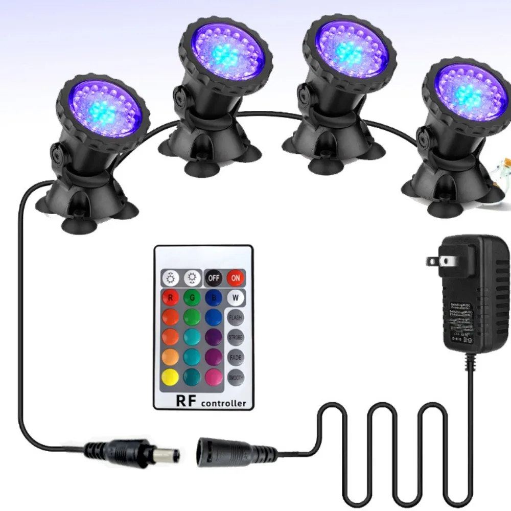 

RF Remote Control Submersible Light Fish Tank Spotlight Dimmable Colorful Rockery Projection Light Underwater Light