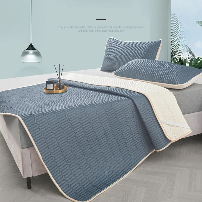 Nordic Summer Latex Ice Cooling Mat Set Thick Folding Air Conditioner Mattress Topper with Strap Solid Color Soft Bedding Sets
