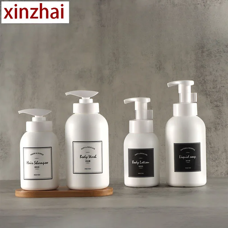 White plastic 300ml shower gel bottle, lotion press bottle 500ml shampoo and conditioner dispenser shampoo dispenser