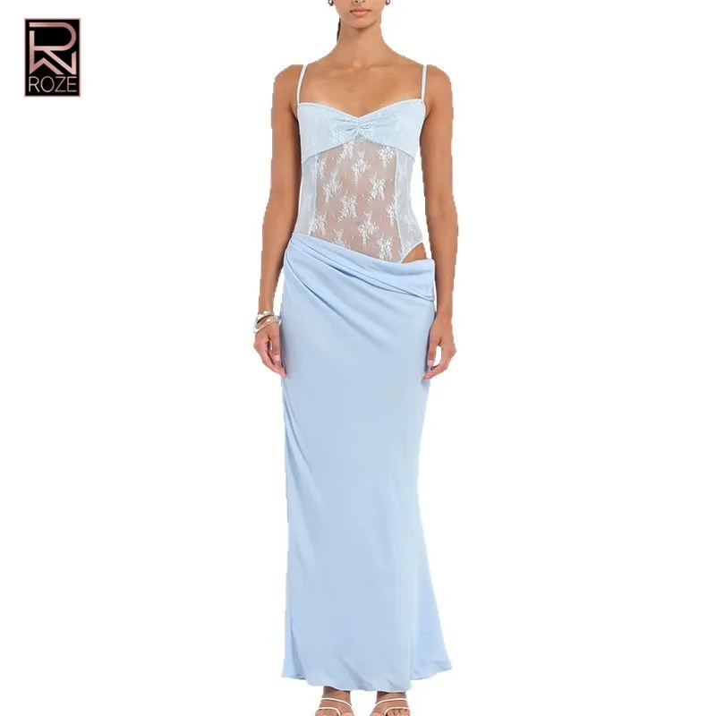 シアープリーツホルタードレス - 滑走路やパーティー用のフリル裾付きの女性のセクシーなハイスリットガウン