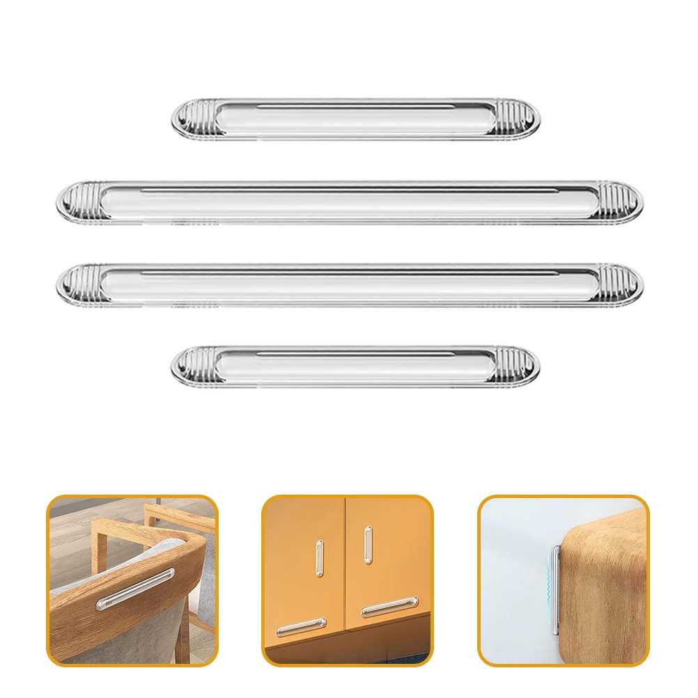 4pcs Clear Car Edge Strip Scratch Resistant Waterproof Long Lasting Adhesive Garage High Temperature Resistant Transparent