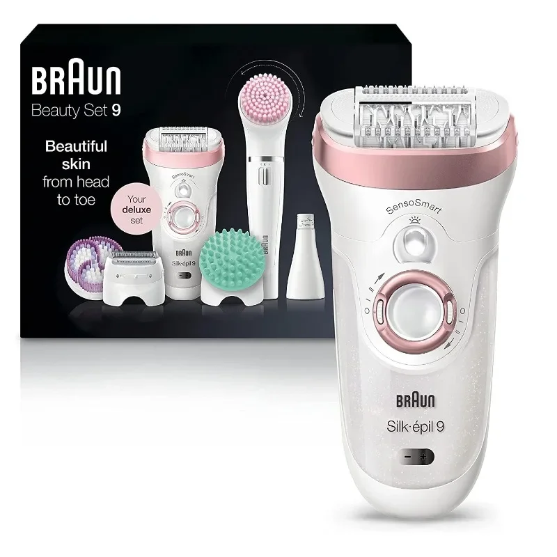 Braun Epilator Silk-épil 9 9-985, Facial Hair Removal for Women, Hair Removal Device, Shaver, Cordless