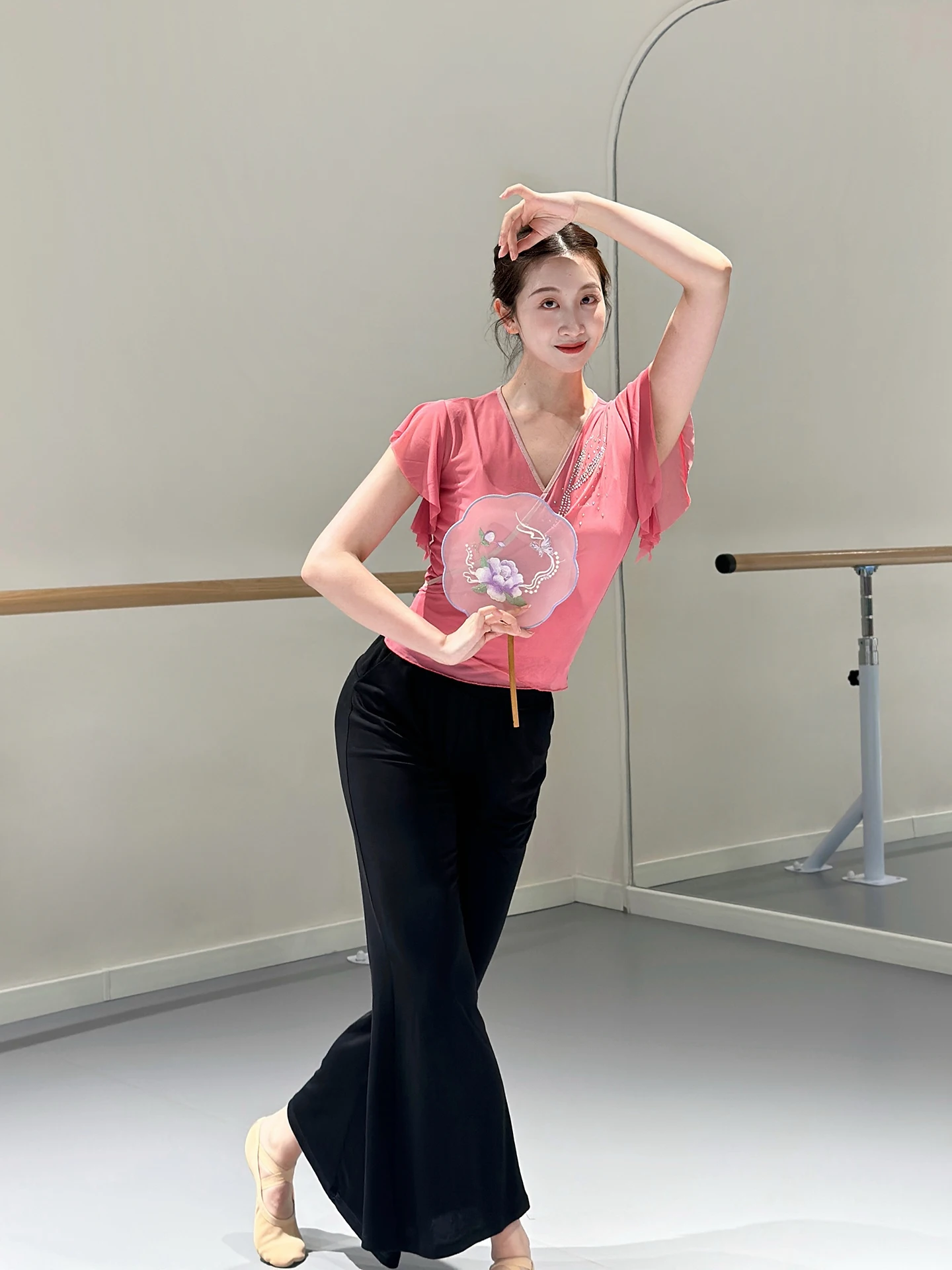 Uniforme de Entrenamiento de Danza Clásica North Dance, Manga Corta, Malla con Diamantes, para Adultos, Ropa de Entrenamiento...