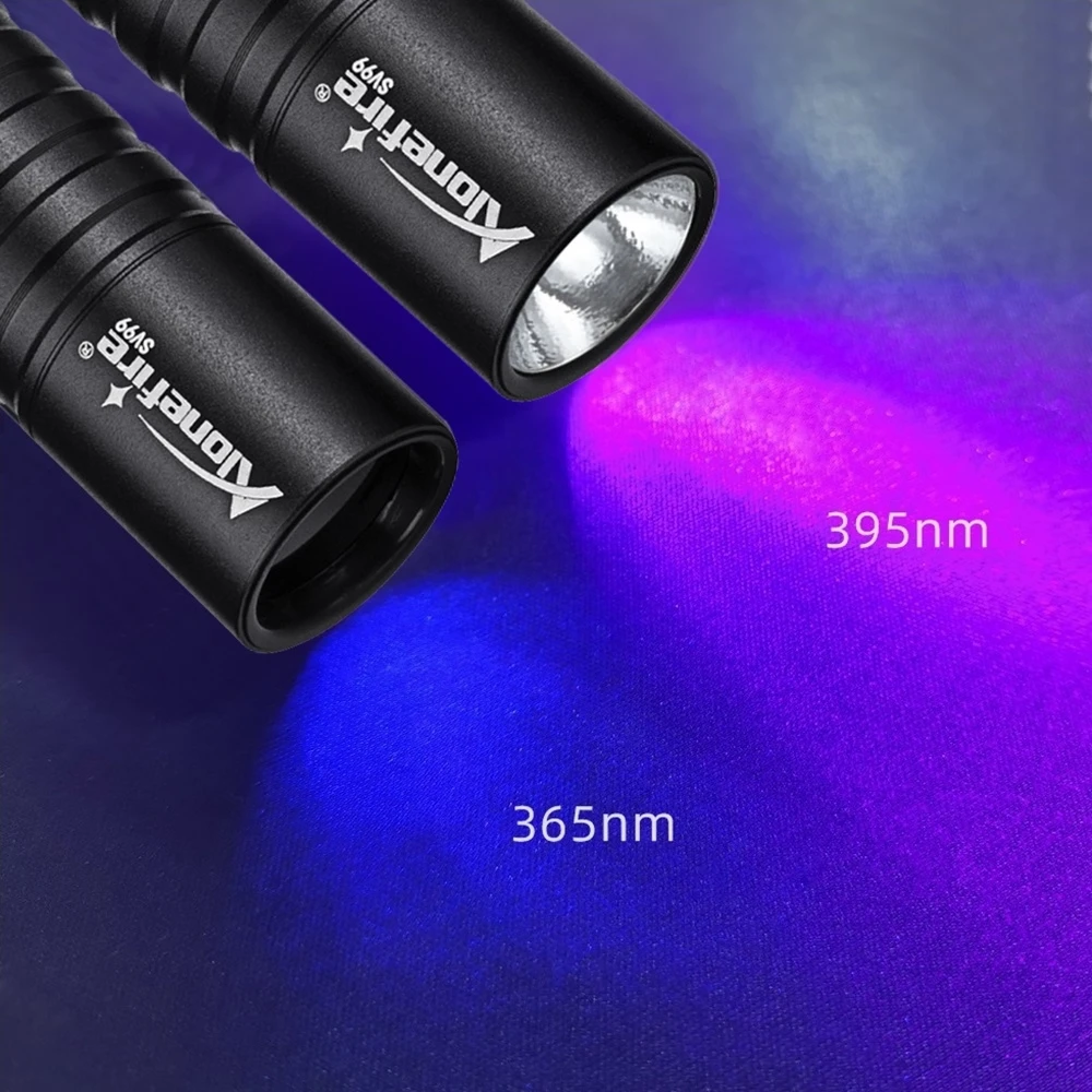 Alonefire 365/395nm Mini UV Flashlight Rechargeable Blacklight Torch Cat Tinea Stain Marker Money Fluorescence Detection Lamps