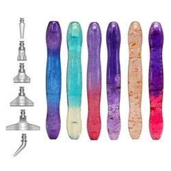 New7pcs/set Resin Diamond Painting Pen With Alloy Replacement Pen Heads Multi Placers Point Drill Pens DIY Crafts Nail Art Tools