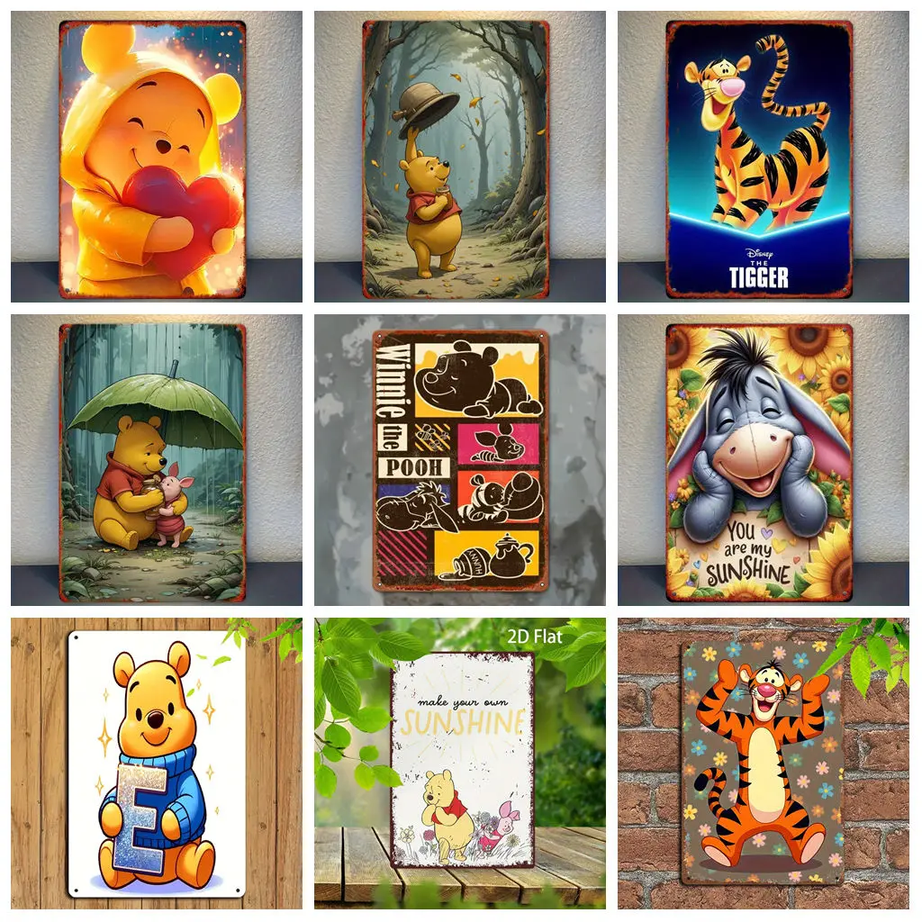 

Miniso Disney Winnie the Pooh Tigger and Eeyore Tin Metal Signs wall decor Tin Signs Captain Metal Poster Decor Wall Decoration
