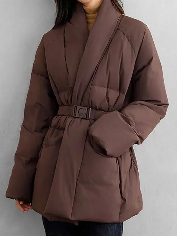 

Elegant Loose Waist Cotton Jacket Women's Fashionable Winter Outerwear Versatile Style Korean Version Thickened Long Sleeve