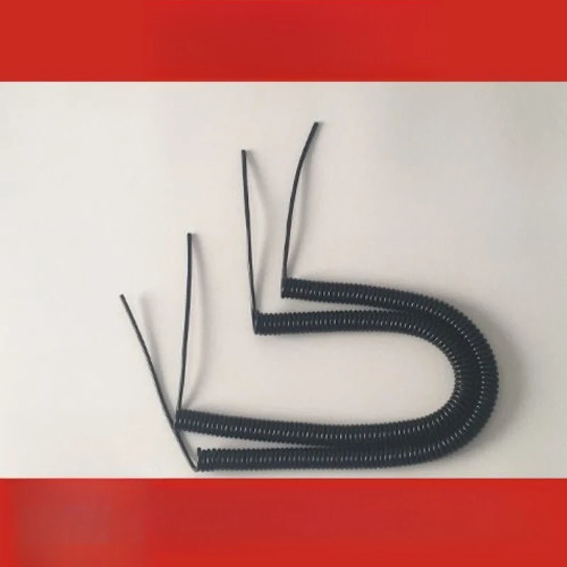 Suitable for Spring Wire 2  3  4 Cores Telescopic Spiral Cable National Standard Copper Core  Black High Elastic Power Cord