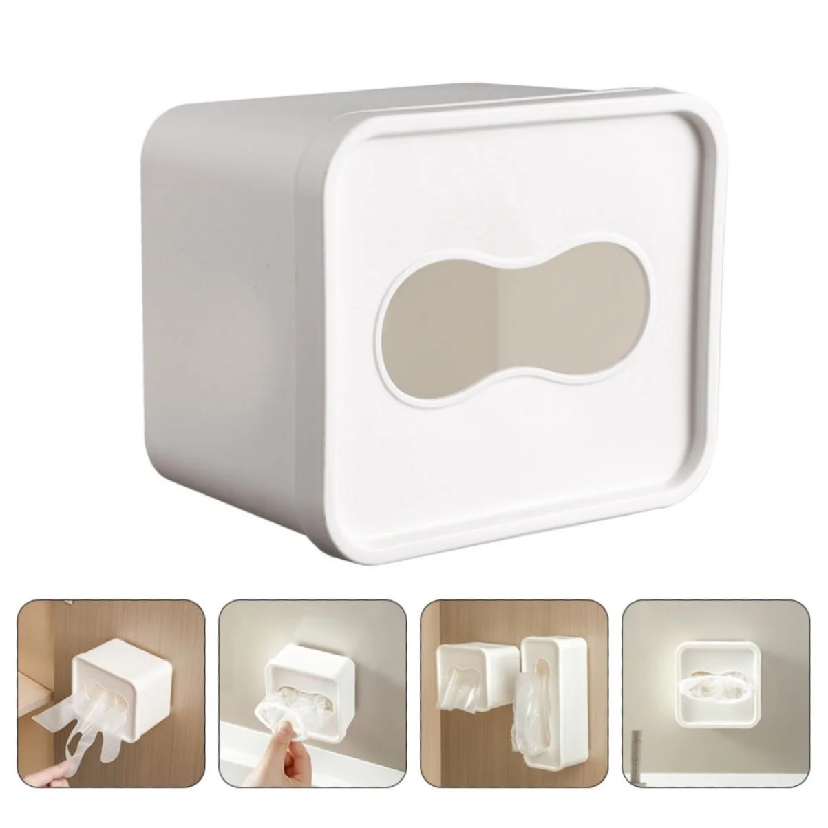 Caja de almacenamiento de guantes desechables montada en la pared, bolsa de basura cuadrada, contenedor de almacenamiento para máscara de envoltura de plástico, organizador de cocina, 1/2 Uds.