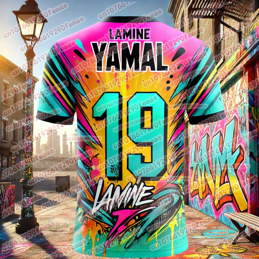 Summer Fashion New Yamal Graffiti Element Style Fan Sports T-shirt Daily Match Training Comfortable Jersey image 4