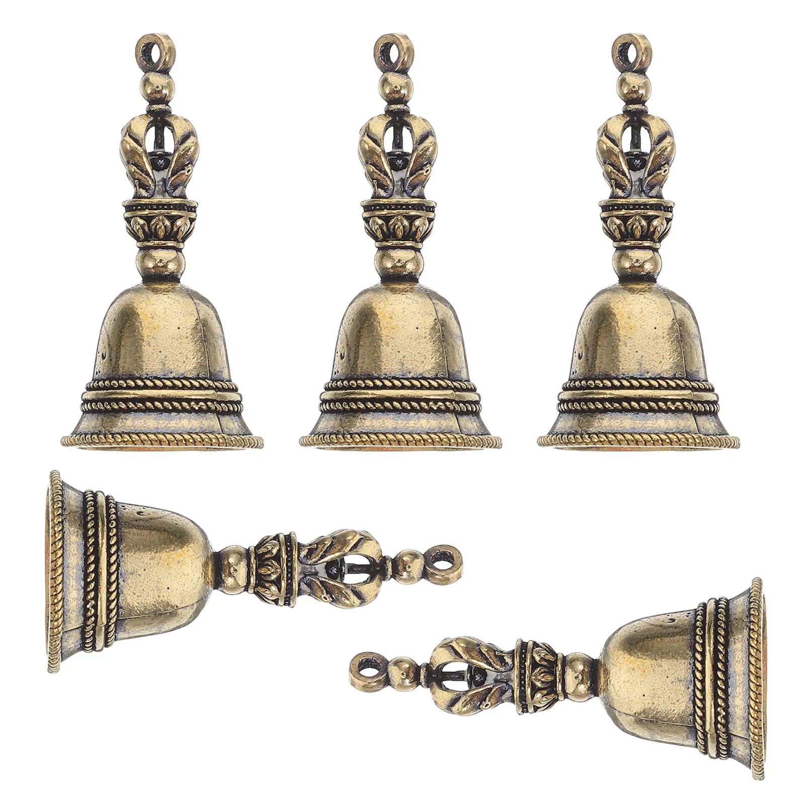 5Pcs Brass Hand Bell Keychain Decoration Vintage Ritual Bell Pendant Mini Desktop Ornament Ritual Handbell Witch Bells - view 6