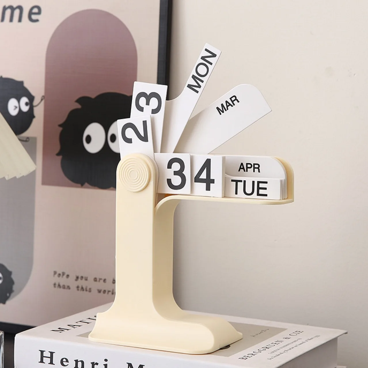 

Scandinavian Flip Calendar - Modern Desktop Date Display for Home/Office, Minimalist Nordic Decor with Stand Mid-Century Modern