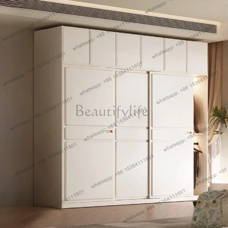 Factory Direct Cream Wind Sliding Door Wardrobe Bedroom Storage Cabinet/ Closet Wardrobes Dressing Room Comforter Cupboards Hous